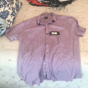 Purple men’s shorts sleeves button up - tags on